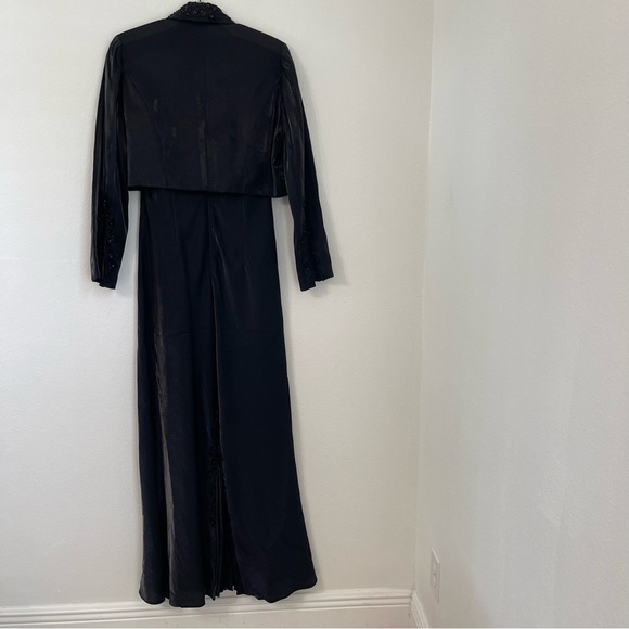 Alex Evening Black Beaded Tank Dress and Bested Trimmed Jacket Set Size 10 - Picture 5 of 12